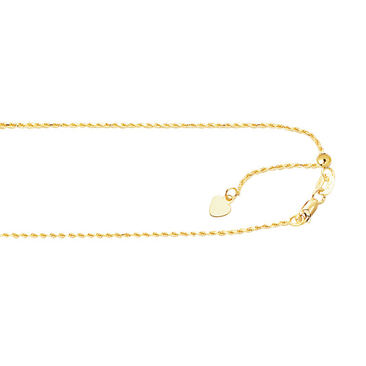 Royal Chain 10K Gold 0.95mm Adjustable Rope Chain 1AROY