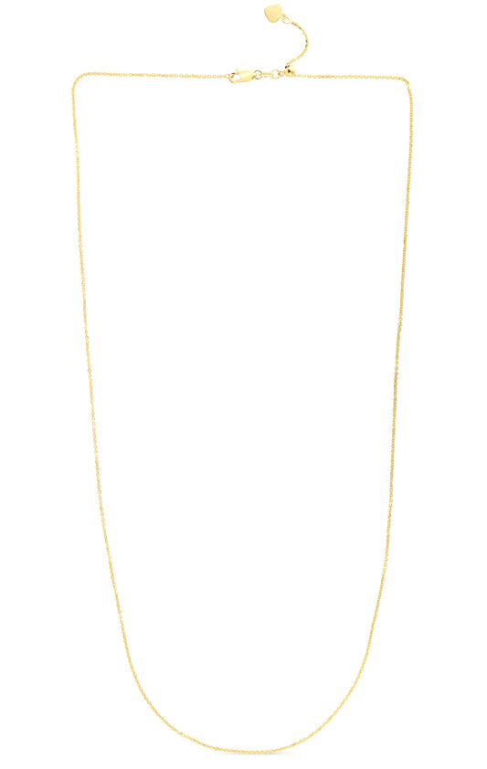 Royal Chain 14K Gold 1.1mm Adjustable Diamond Cut Cable Chain ACAB1