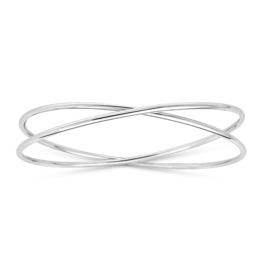 Royal Chain Silver Slip on Crossover Bangle AGBG3544