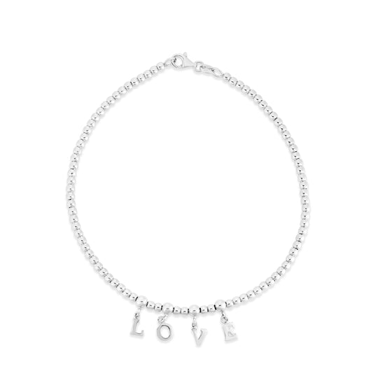 Royal Chain Silver Love Beaded Anklet AGRC14746
