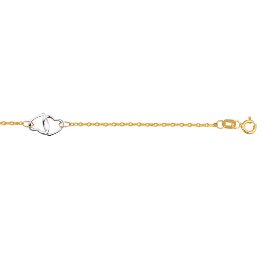 Royal Chain 14K Two-tone Gold Interlocking Heart Anklet ANK176