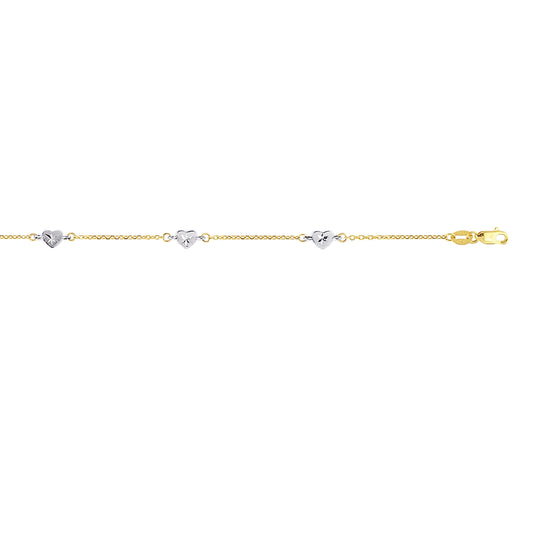 Royal Chain 14K Two-tone Gold Heart Station Anklet ANK186