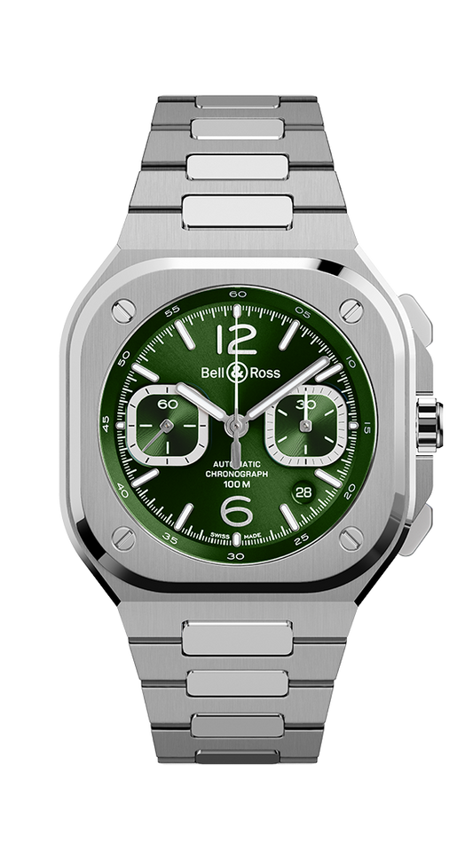 Bell & Ross BR-05 chrono green steel 42 MM BR05C-BLU-ST/SRB