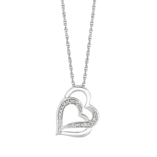 Royal Chain Silver Diamond Accent .07ct Interlocked Hearts Necklace DAGP5050
