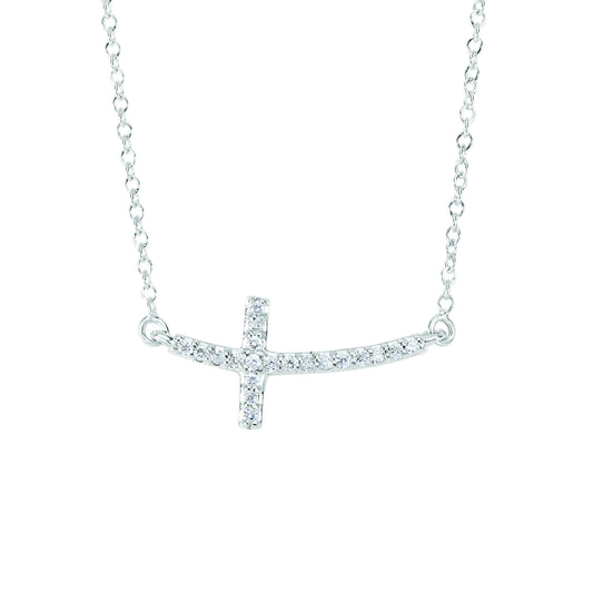 Royal Chain 14K Gold .12ct Diamond Side Cross Necklace DGN310
