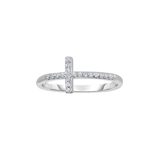 Royal Chain 14K Gold .12ct Diamond Side Cross Ring DGR627