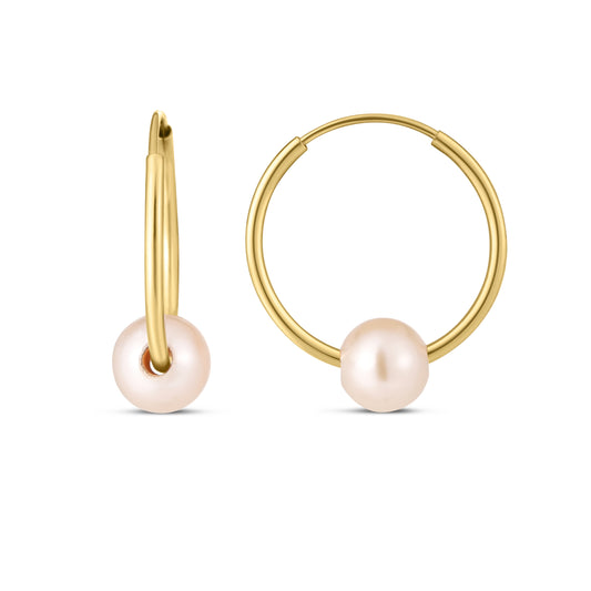 Royal Chain 14K Gold Round Endless Pearl Earring E15058