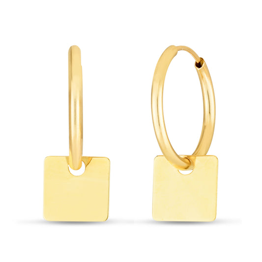 Royal Chain 14K Dangle Square Huggie Earring ER13285
