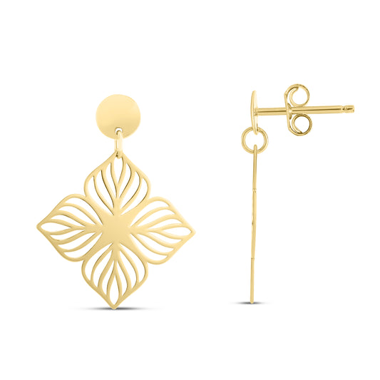 Royal Chain 14K Flower Cutout Drop Earrings ER14276