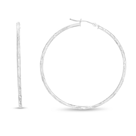 Royal Chain 14K Gold 2mm Diamond Cut Hoop Earring ER535