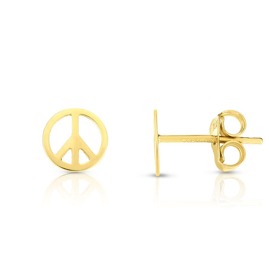 Royal Chain 14K Gold Peace Sign Stud Earring ER6982