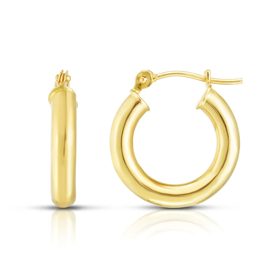 Royal Chain 14K Gold 3x15mm Hoops ER107