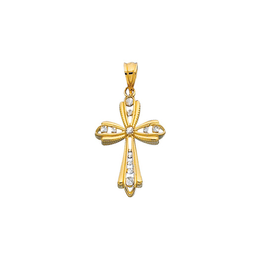 Royal Chain 14K Gold Bead Detail Cross MD180
