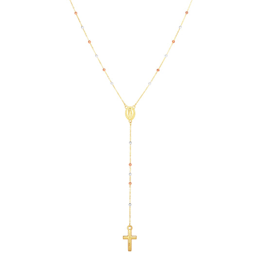 Royal Chain 14K Tri-color Gold Rosary Inspired Necklace MRC7169