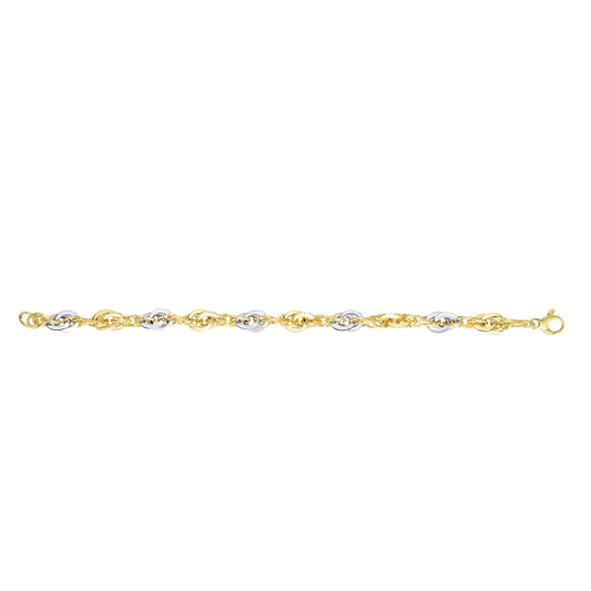 Royal Chain 14K Two-tone Gold Polished & Diamond Cut Interlocking Oval Link Chain N3269