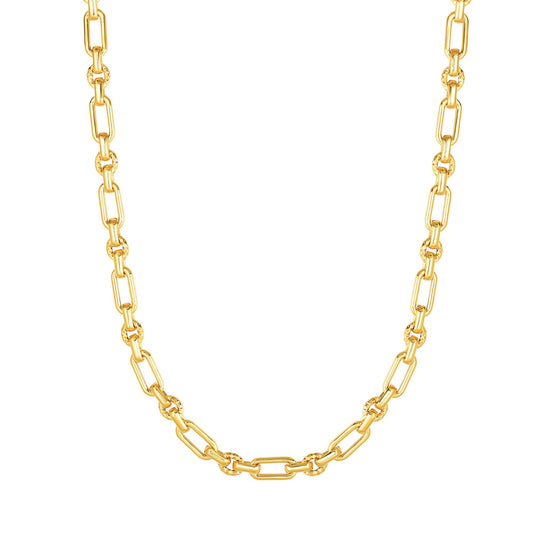 Royal Chain 14K Gold Polished & Diamond Cut Elongated Oval Link Chain NCK4764