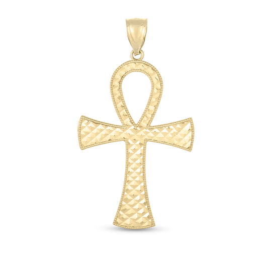 Royal Chain 14K Gold Ankh Cross Pendant PD3749