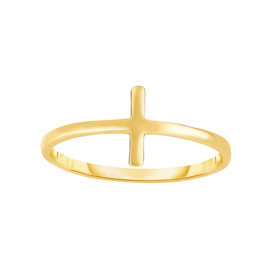 Royal Chain 14K Gold Side Cross Ring R1685