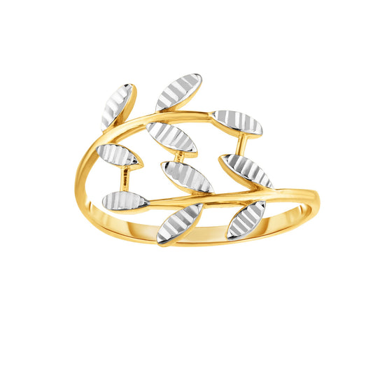Royal Chain 14K Gold Leaf Ring R1724