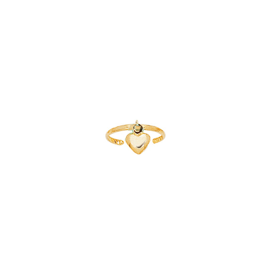 Royal Chain 14K Gold Dangling Heart Toe Ring R421