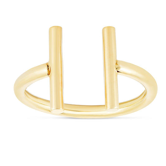 Royal Chain 14K Gold Open Double Bar Ring R6159