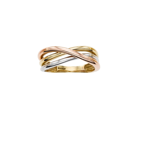 Royal Chain 14K Tri-color Gold Crossover Ring R6624