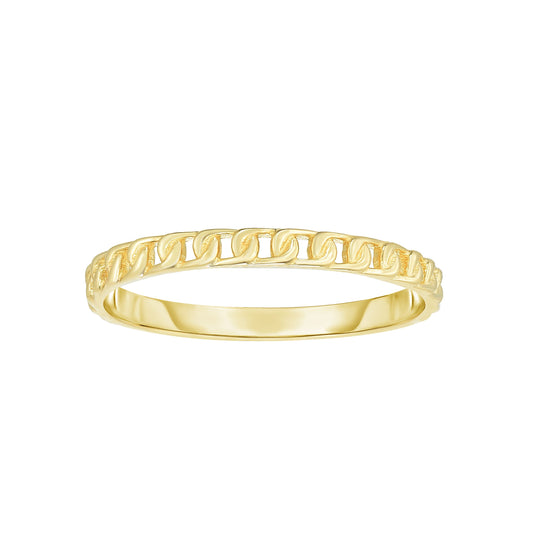 Royal Chain 14K Gold Mini Curb Stackable Ring R7333