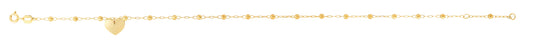 Royal Chain 14K Gold Dangle Heart and Bead Station Anklet RC12818