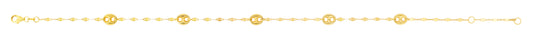 Royal Chain 14K Gold Mirror Chain and Puffed Mariner Station Anklet RC12819