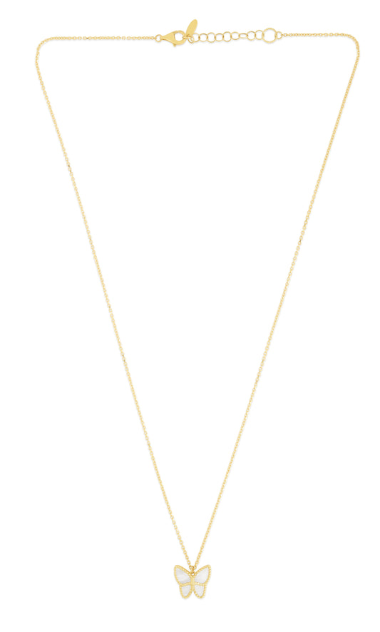 Royal Chain 14K Gold Mother of Pearl Butterfly Necklace RC14111