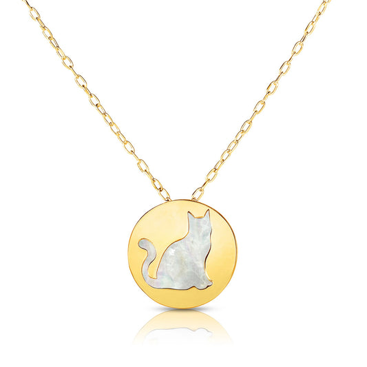 Royal Chain 14K Gold Cat Mother of Pearl Necklace RC1533