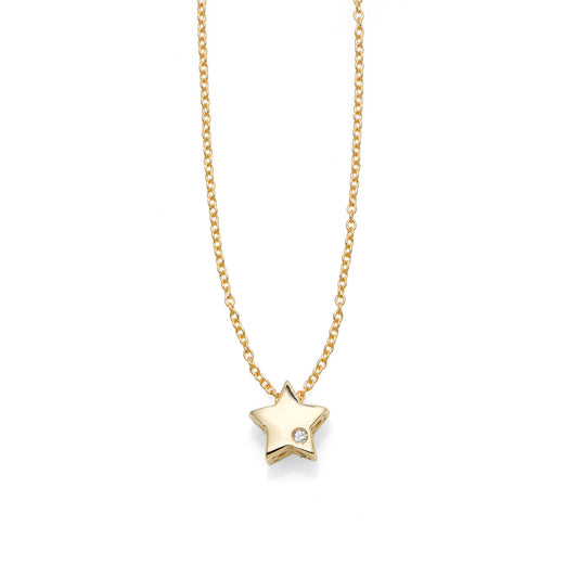Royal Chain 14K Gold .005ct Diamond Star Necklace RC7056