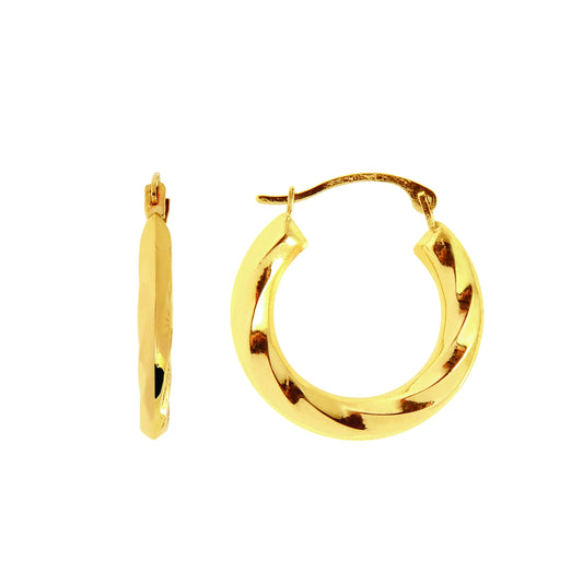 Royal Chain 14K Gold Chubby Polished Twist Back to Back Hoop Earring S909