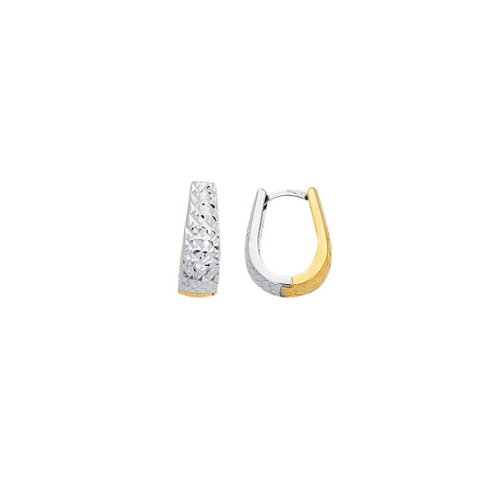 Royal Chain 14K Two-tone Gold Reversible Diamond Cut Huggie Earring SN319