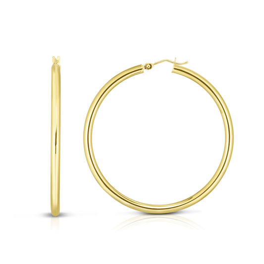 Royal Chain 14K Gold 3x40mm Hoops T512