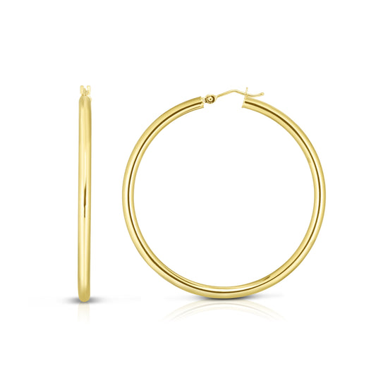 Royal Chain 14K Gold 3x30mm Hoops T514