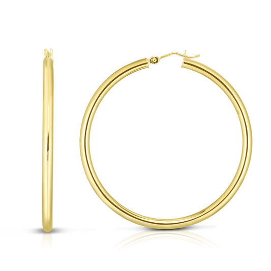 Royal Chain 14K Gold 3x50mm Hoops T528