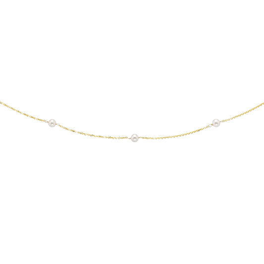 Royal Chain 14K Gold Pearl Station Necklace TC1