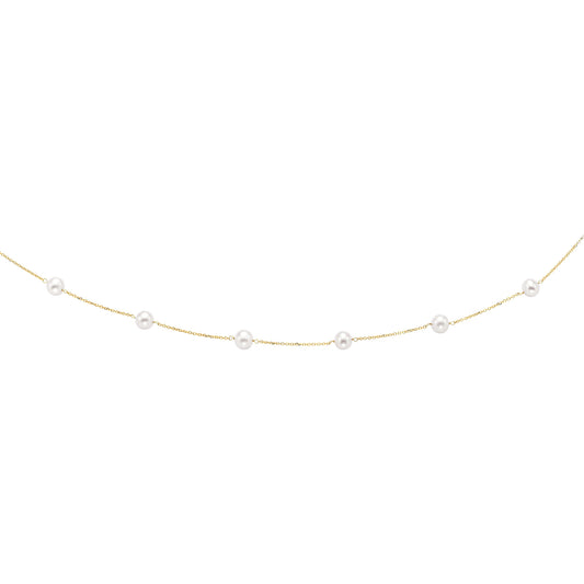 Royal Chain 14K Gold Pearl Station Necklace TC3