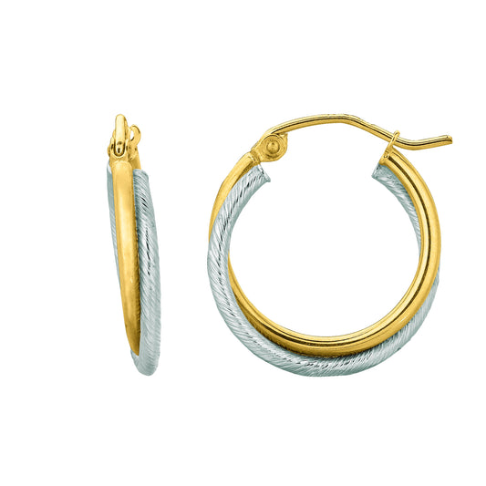 Royal Chain 14K Gold Double Row Polished Hoop Earring TER107