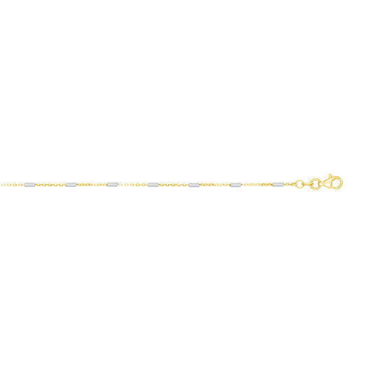 Royal Chain 14K Gold 1.4mm Two-tone Polished Bar Station Saturn Chain TRC1757