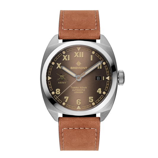 Bremont HMAF Terra Nova 40.5mm Date Leather Strap TN40-DT-SS-HMAF-BR-L-S