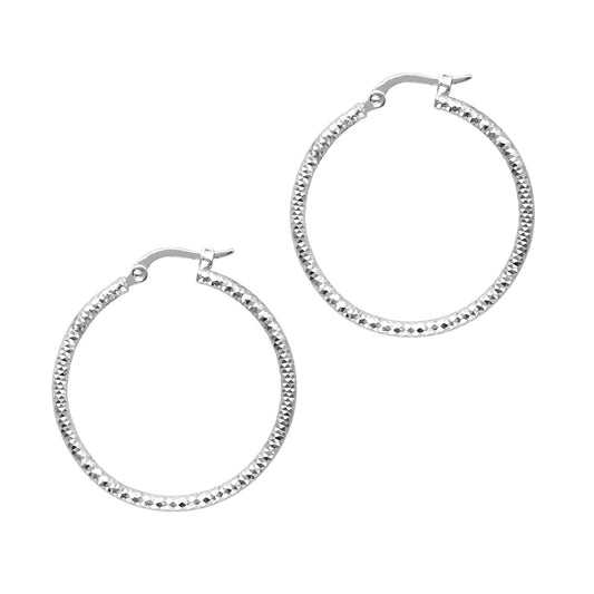 Royal Chain 14K Gold Round Diamond Cut Hoop Earring ER947