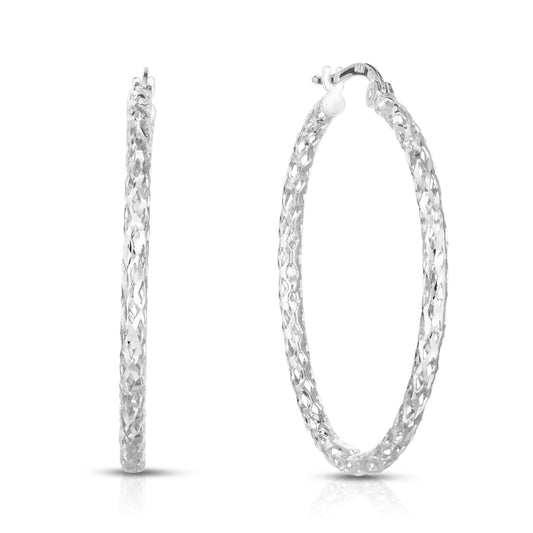 Royal Chain 14K Gold Diamond Cut Hoop Earring ER973