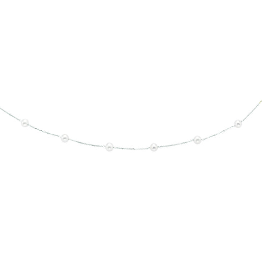 Royal Chain 14K Gold Pearl Station Necklace TC3