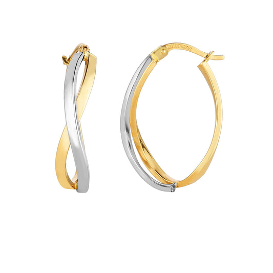 Royal Chain 14K Yellow & White Gold Twisted Hoop Earring YWER4695