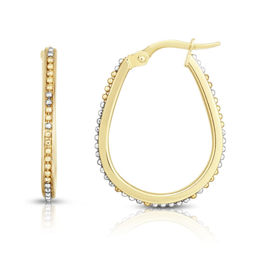 Royal Chain 14K Gold Bead Design Hoop Earring YWER5333