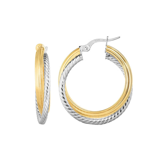 Royal Chain 14K Two-tone Gold Polished & Twist Hoop Earring YWER6314