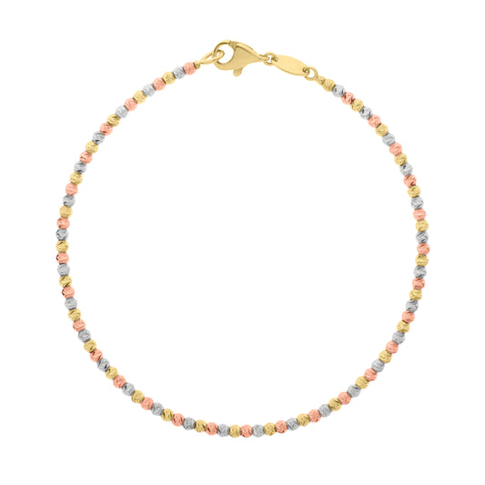 Royal Chain 10K Tricolor Bead Bracelet ZMRC12044