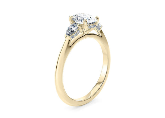 Florence Oval Shape Pave Setting Trilogy 2.00 mm